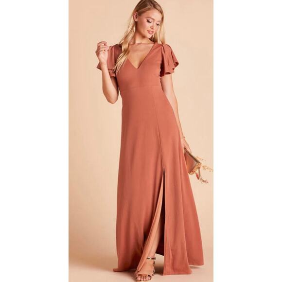 Birdy Grey Hannah Flutter Sleeve Bridesmaid Dress in Terracotta Size S - Picture 1 of 7